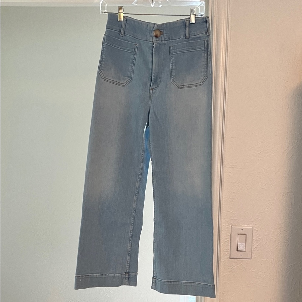 Anthropologie sz 28 Maeve Colette Light Wash Wide Leg Jeans high waisted - Picture 5 of 6